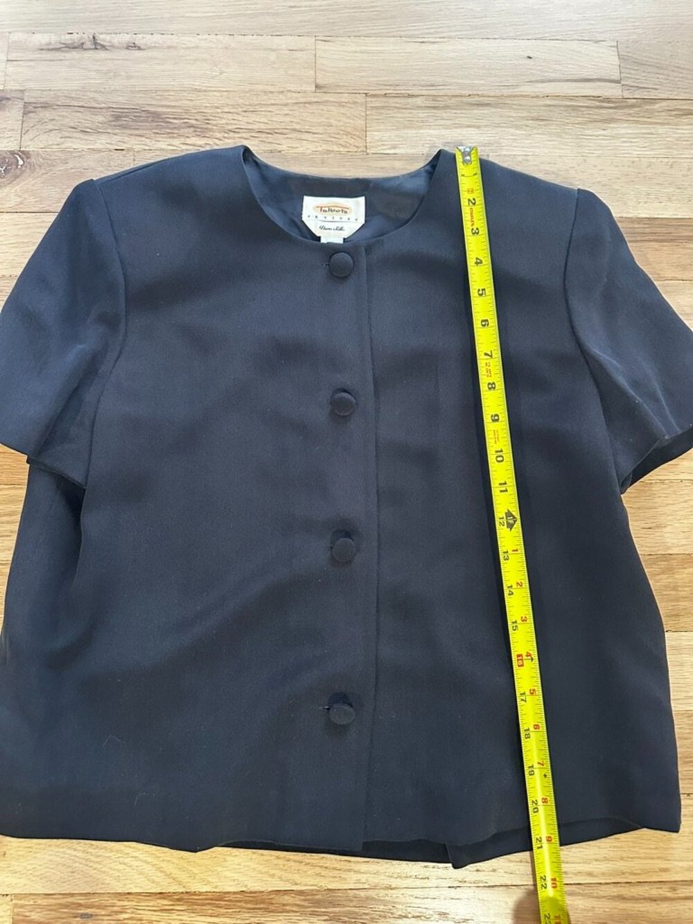Talbots silk black short-sleeve jacket and pants